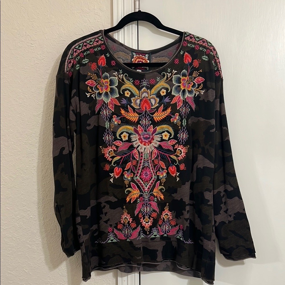 Johnny Was Graphic Long Sleeve Blouse